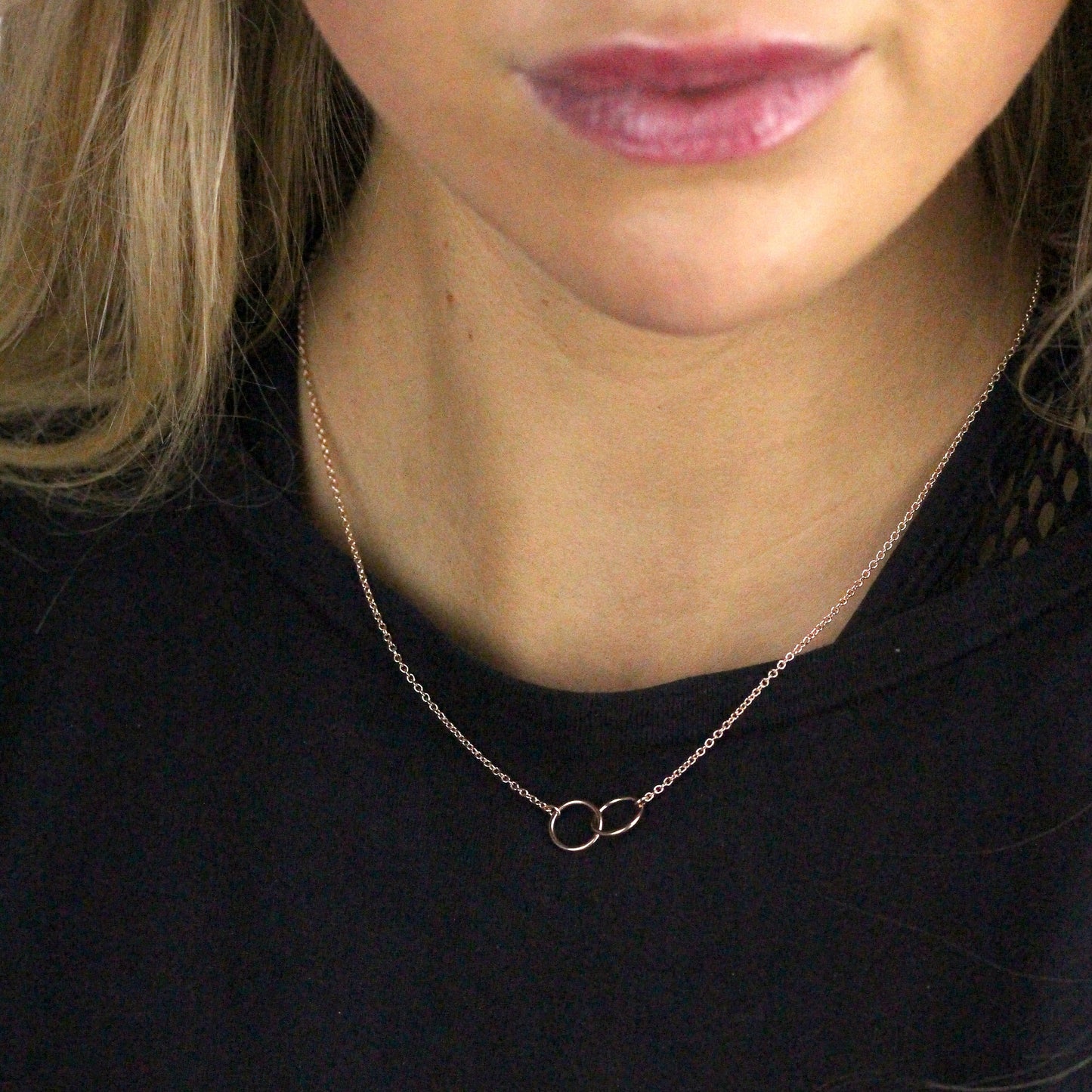 Rosévergoldet Sterlingsilber Karma Kreis Anhänger an 45,5cm Kette