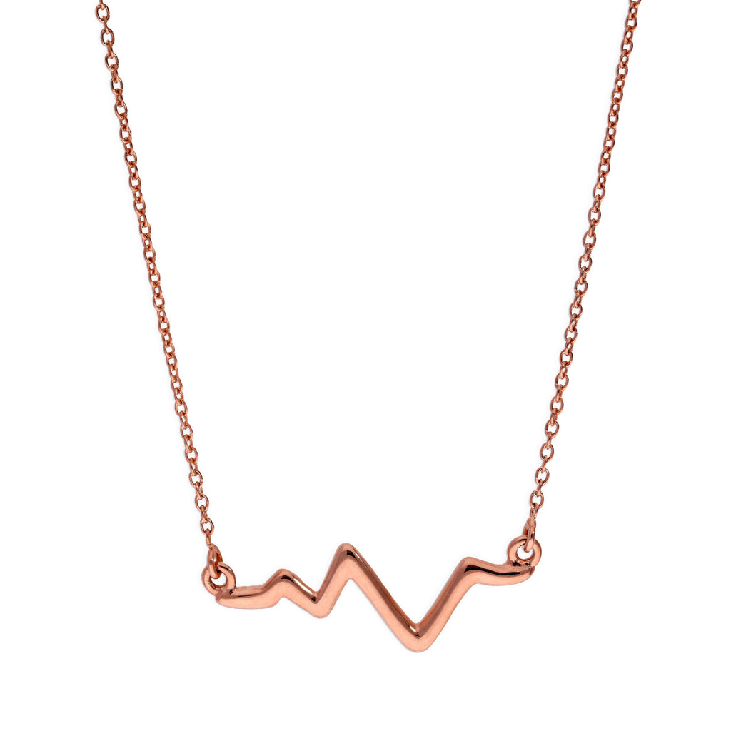 Rosévergoldet Sterlingsilber Herzschlag Anhänger an 45,5 cm Kette