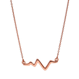 Rosévergoldet Sterlingsilber Herzschlag Anhänger an 45,5 cm Kette