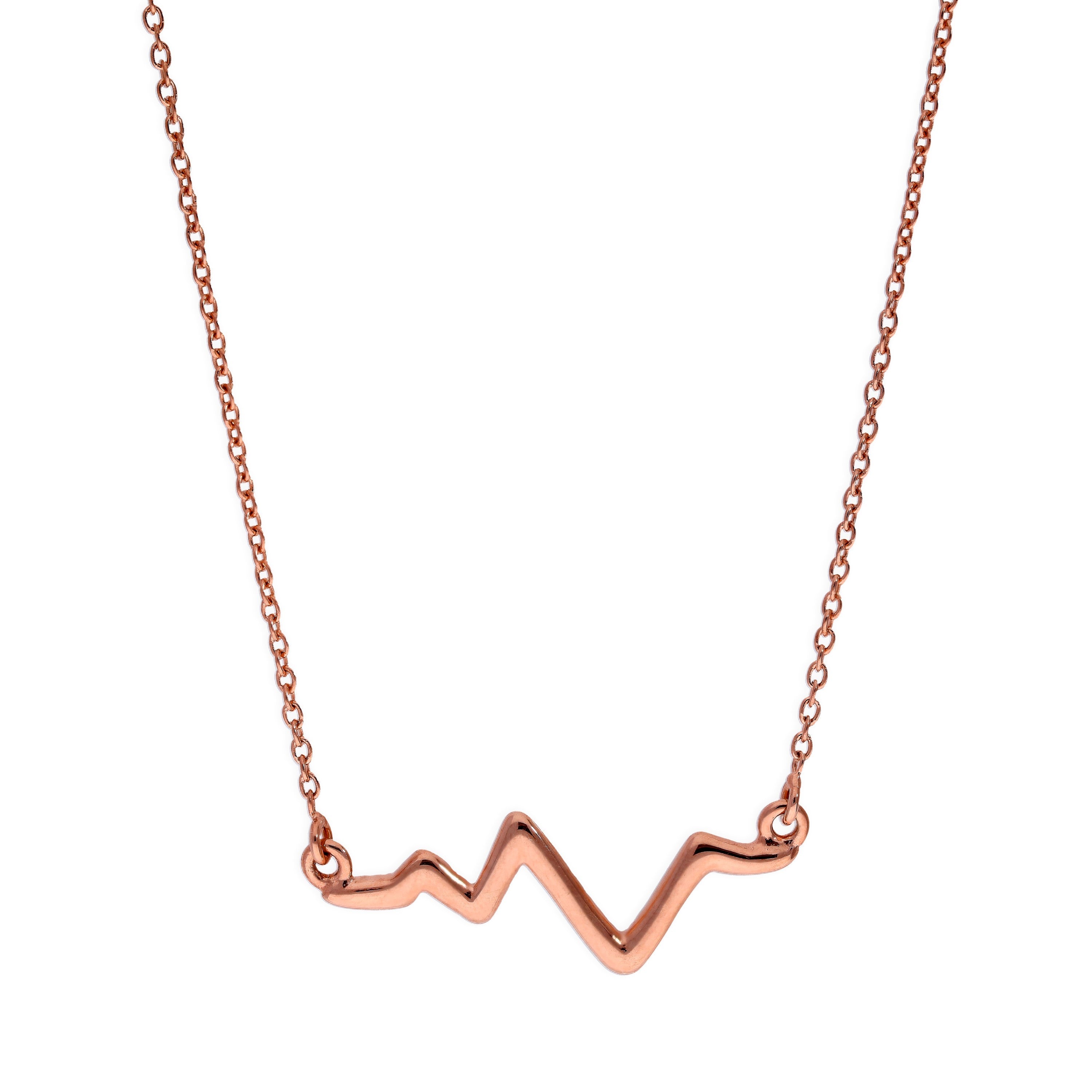 Rosévergoldet Sterlingsilber Herzschlag Anhänger an 45,5 cm Kette