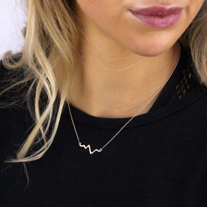 Rosévergoldet Sterlingsilber Herzschlag Anhänger an 45,5cm Kette