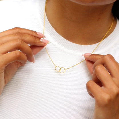 Vergoldet Sterlingsilber Karma Kreis Anhänger an 45,5cm Kette