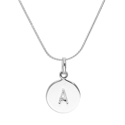 Sterling Silver Black Filled Initial Letter Necklace A - Z 16 - 22 Inches