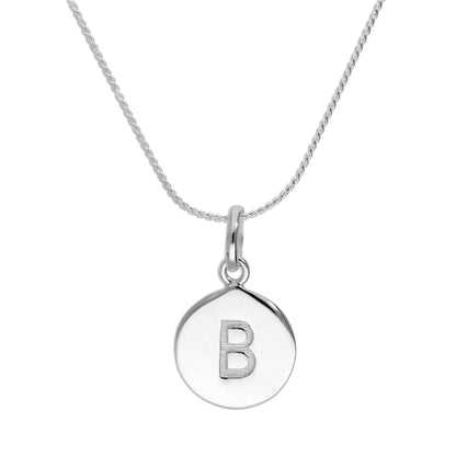 Sterling Silver Black Filled Initial Letter Necklace A - Z 16 - 22 Inches
