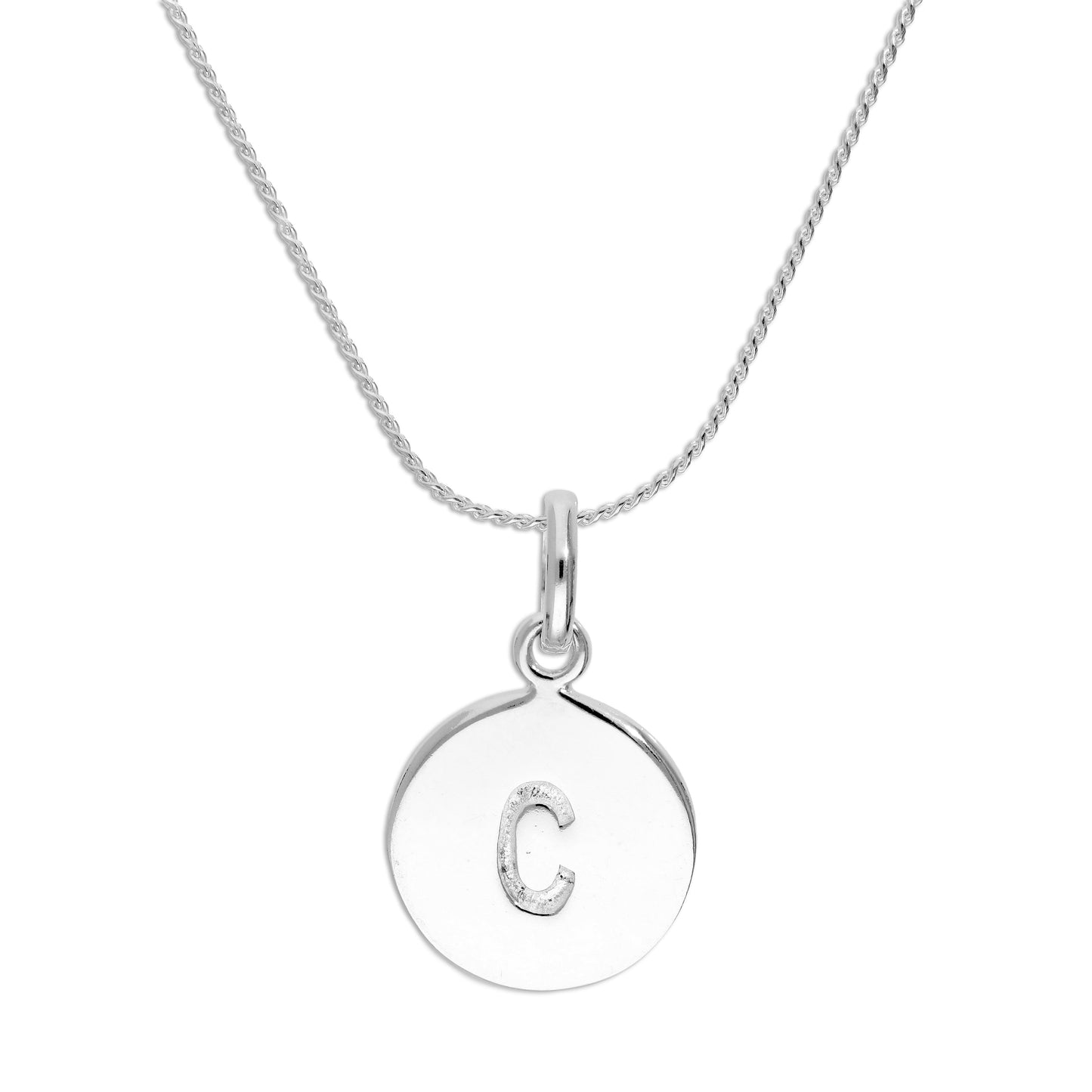 Sterling Silver Initial Letter Necklace A - Z 16 - 22 Inches Plain