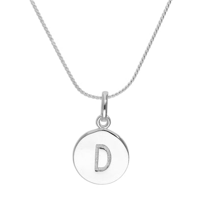 Sterling Silver Black Filled Initial Letter Necklace A - Z 16 - 22 Inches