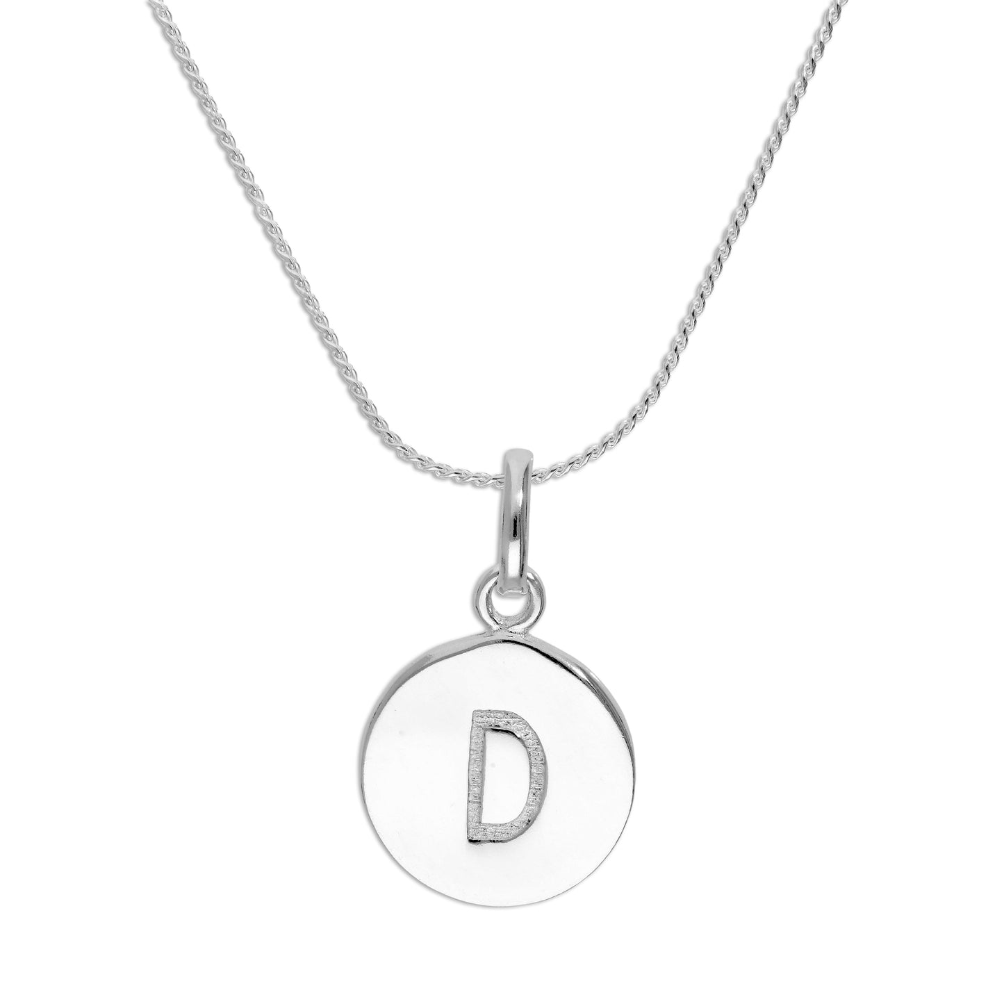 Sterling Silver Initial Letter Necklace A - Z 16 - 22 Inches Plain
