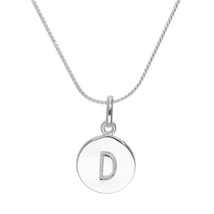 Sterling Silver Initial Letter Necklace A - Z 16 - 22 Inches Plain