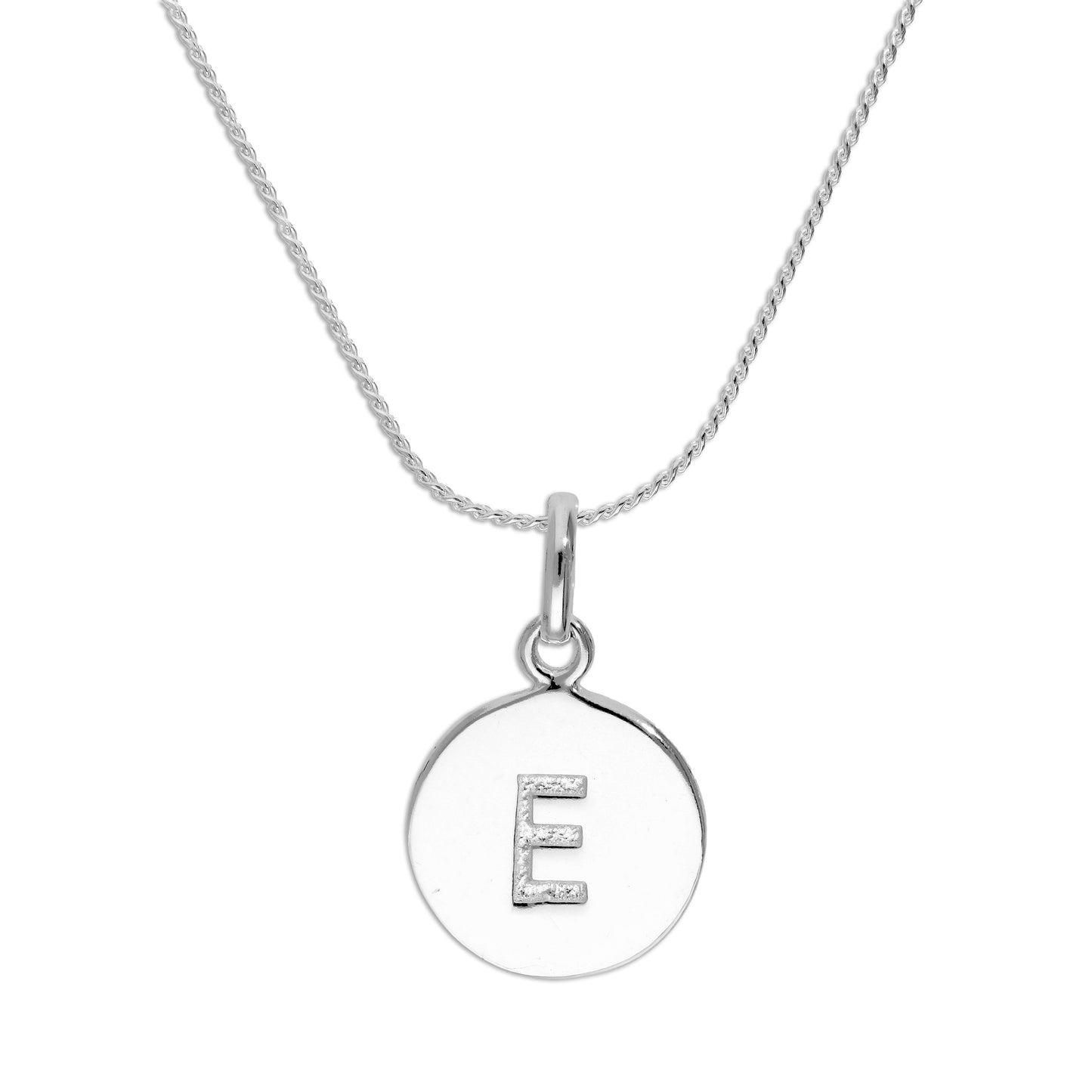 Sterling Silver Black Filled Initial Letter Necklace A - Z 16 - 22 Inches