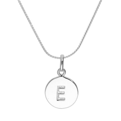 Sterling Silver Black Filled Initial Letter Necklace A - Z 16 - 22 Inches