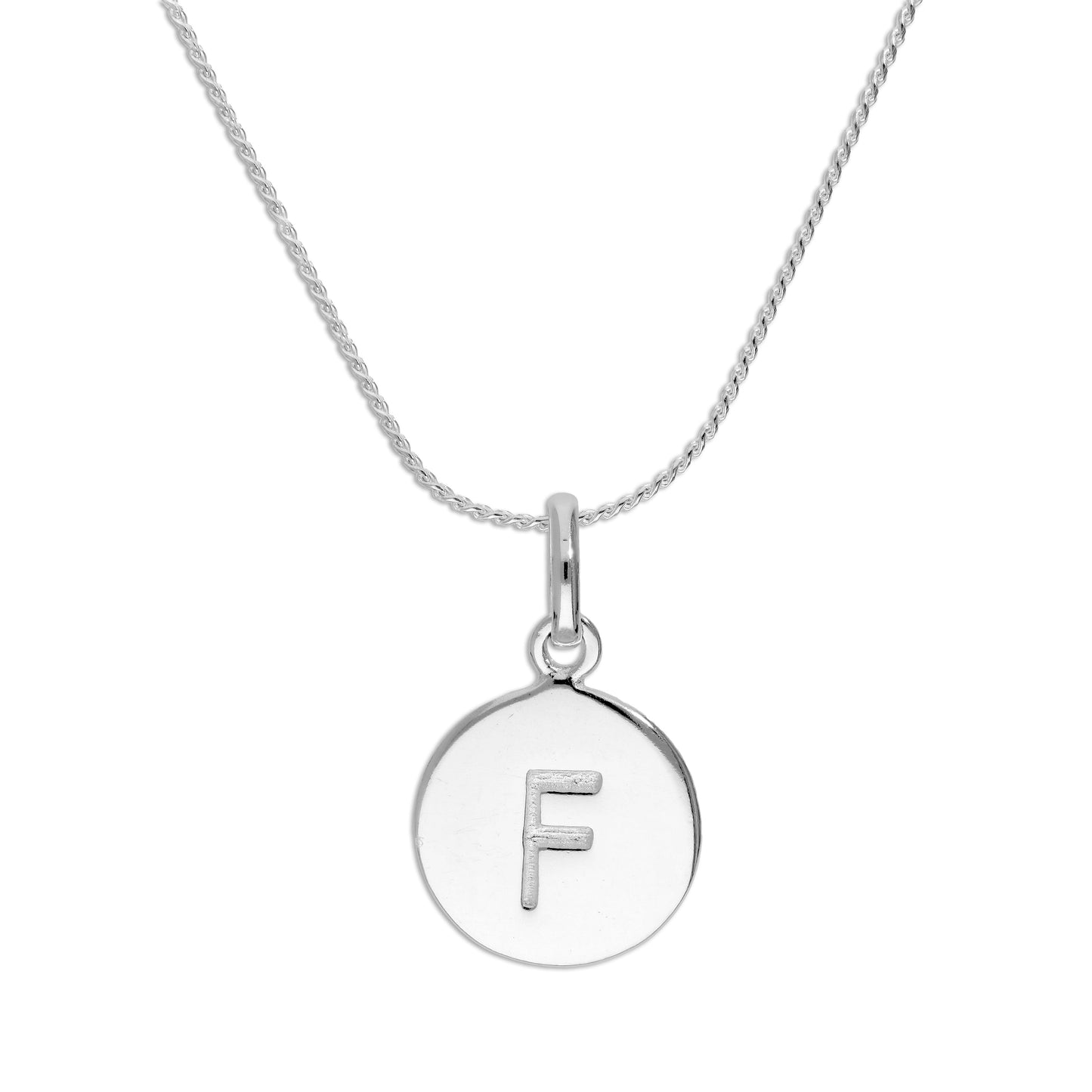 Sterling Silver Initial Letter Necklace A - Z 16 - 22 Inches Plain