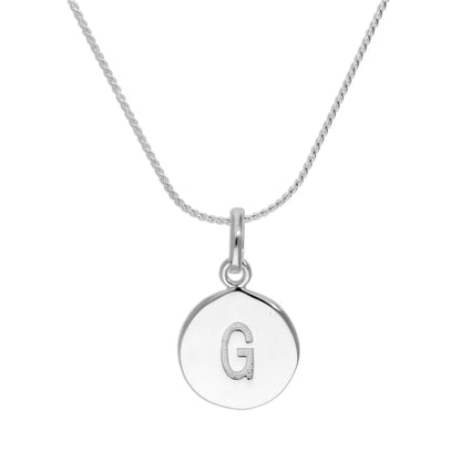 Sterling Silver Black Filled Initial Letter Necklace A - Z 16 - 22 Inches