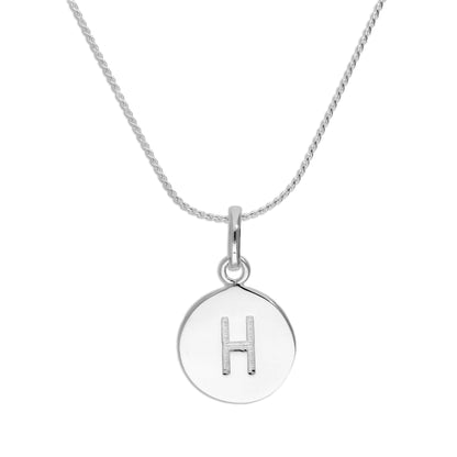 Sterling Silver Initial Letter Necklace A - Z 16 - 22 Inches Plain