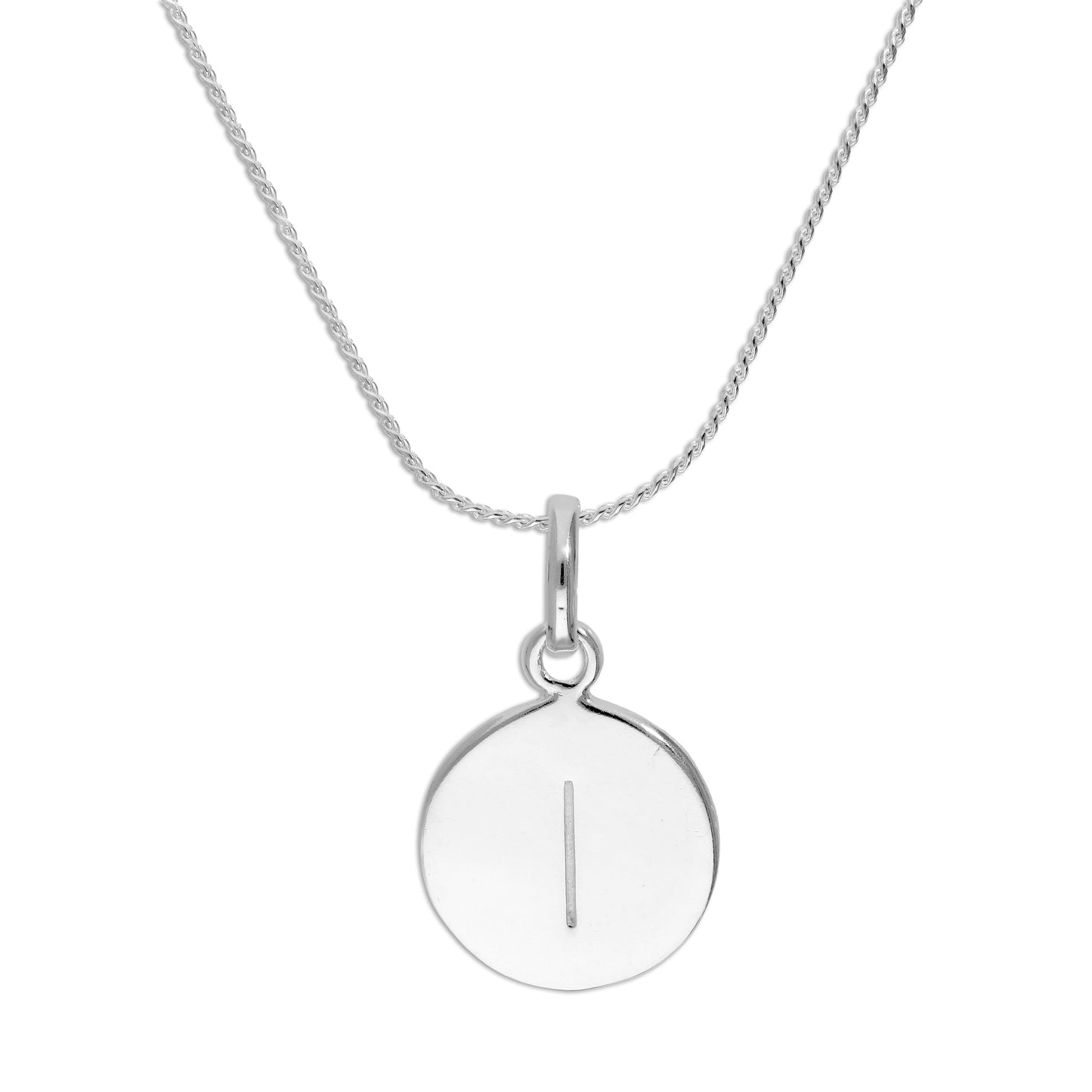 Sterling Silver Initial Letter Necklace A - Z 16 - 22 Inches Plain