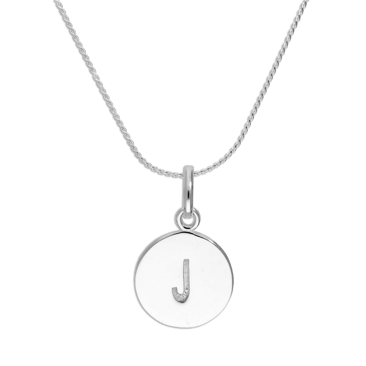 Sterling Silver Black Filled Initial Letter Necklace A - Z 16 - 22 Inches