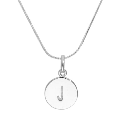 Sterling Silver Black Filled Initial Letter Necklace A - Z 16 - 22 Inches