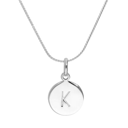 Sterling Silver Black Filled Initial Letter Necklace A - Z 16 - 22 Inches