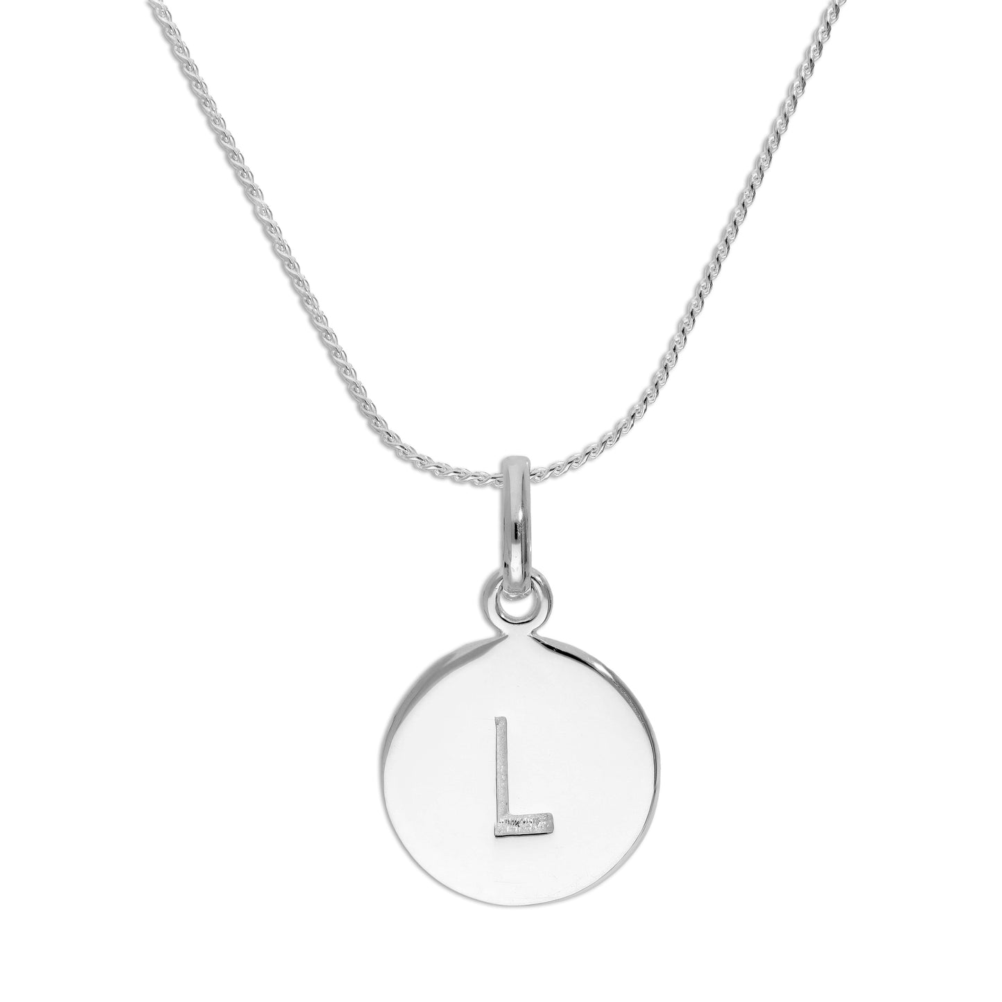 Sterling Silver Black Filled Initial Letter Necklace A - Z 16 - 22 Inches