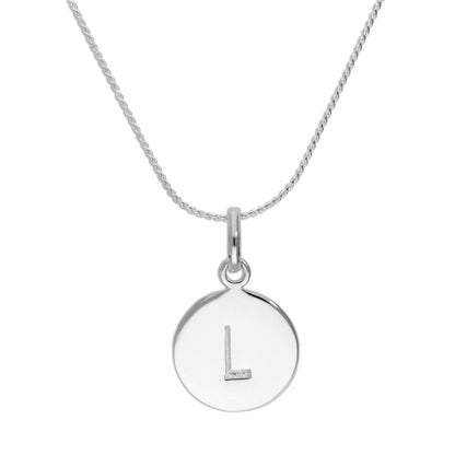 Sterling Silver Black Filled Initial Letter Necklace A - Z 16 - 22 Inches