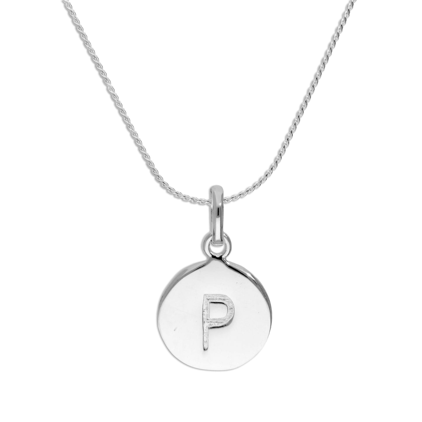 Sterling Silver Initial Letter Necklace A - Z 16 - 22 Inches Plain