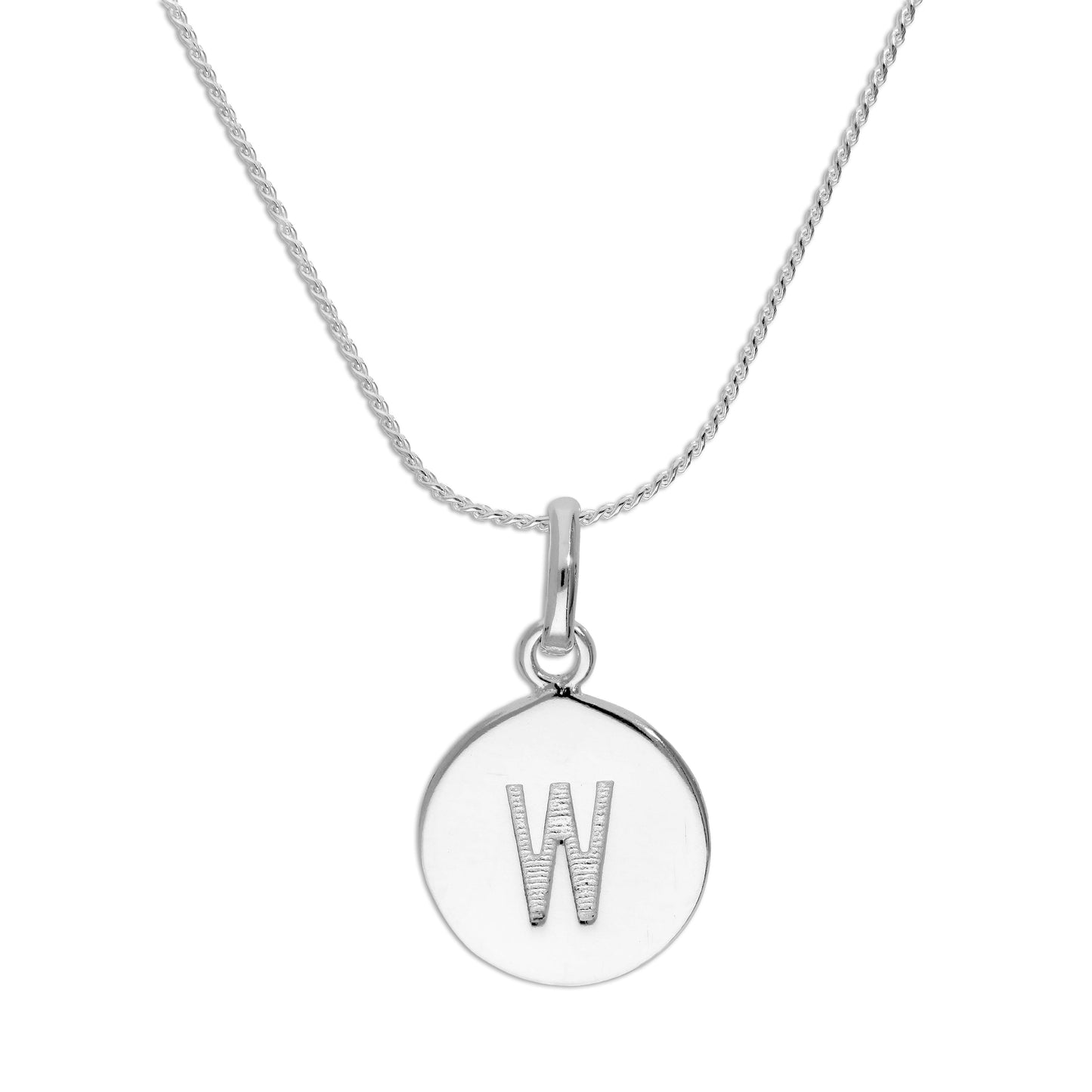 Sterling Silver Black Filled Initial Letter Necklace A - Z 16 - 22 Inches
