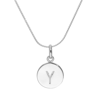 Sterling Silver Initial Letter Necklace A - Z 16 - 22 Inches Plain