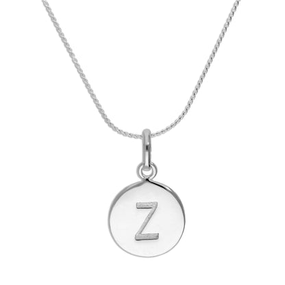 Sterling Silver Black Filled Initial Letter Necklace A - Z 16 - 22 Inches