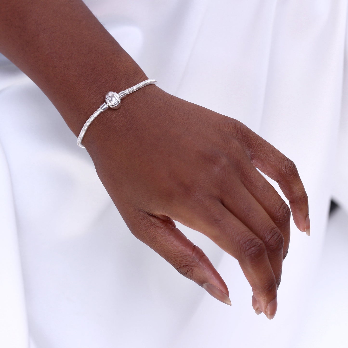 Sterling Silber Perlen Charm Armband 6 Zoll - 8 Zoll