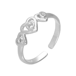 Sterlingsilber Dreifach Herz Verstellbar Zehenring