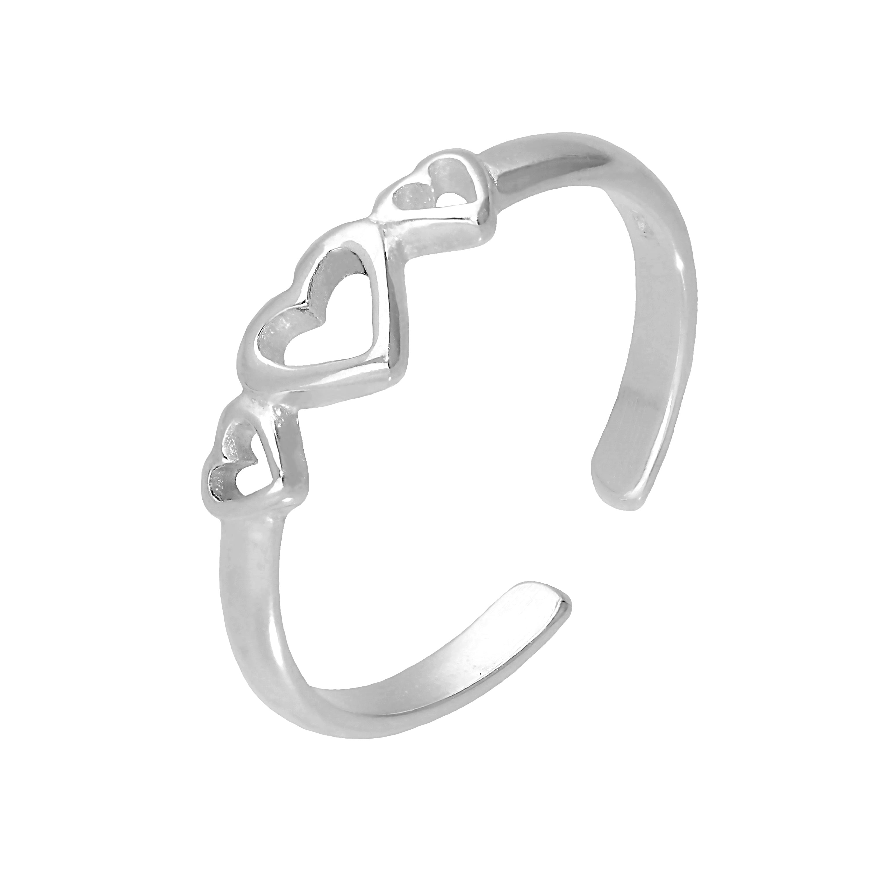 Sterlingsilber Dreifach Herz Verstellbar Zehenring
