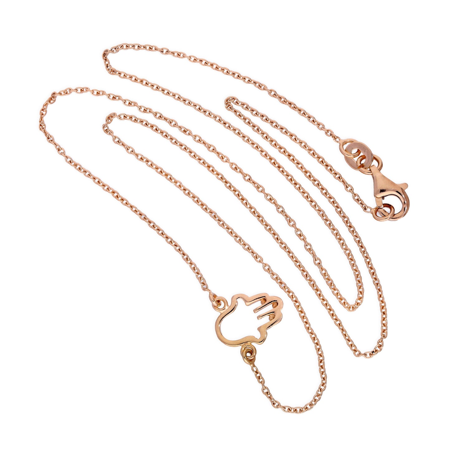 Rosévergoldet Sterlingsilber Hamsa Hand Kontur Halskette