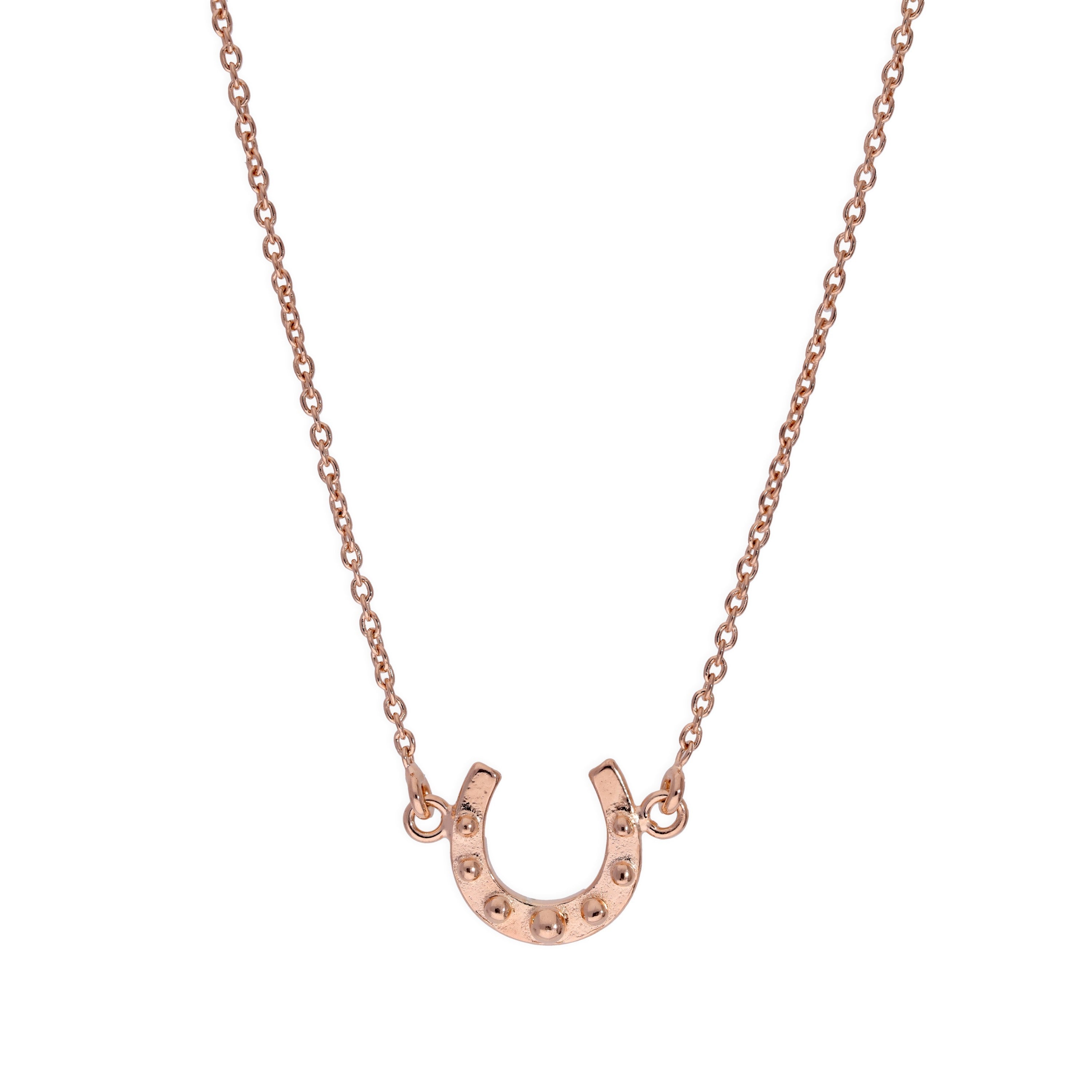 Rosévergoldet Sterlingsilber Glücks - Hufeisen Halskette