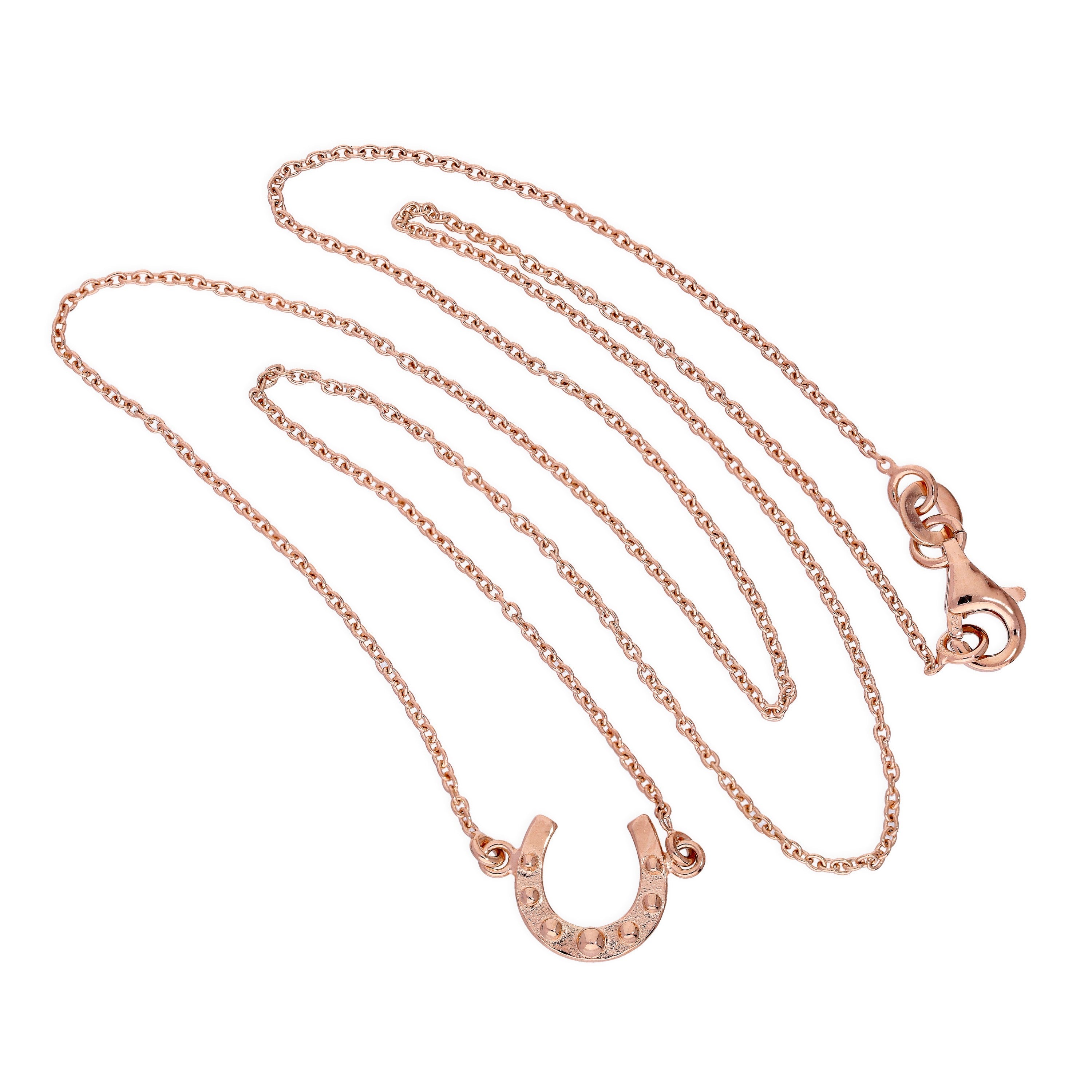 Rosévergoldet Sterlingsilber Glücks - Hufeisen Halskette
