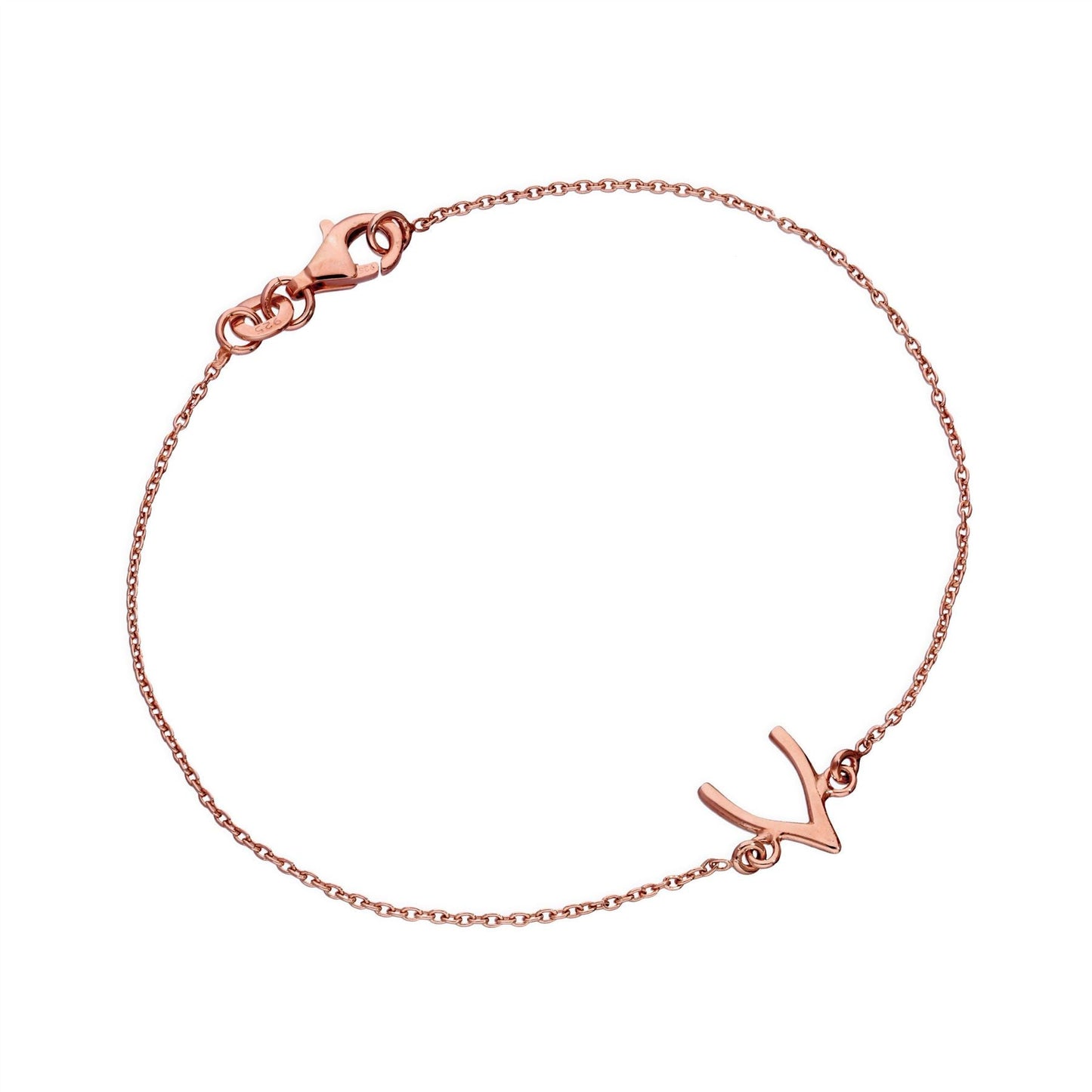 Roségold-beschichtetes 7-Zoll-Armband mit Wunschknochen aus Sterlingsilber