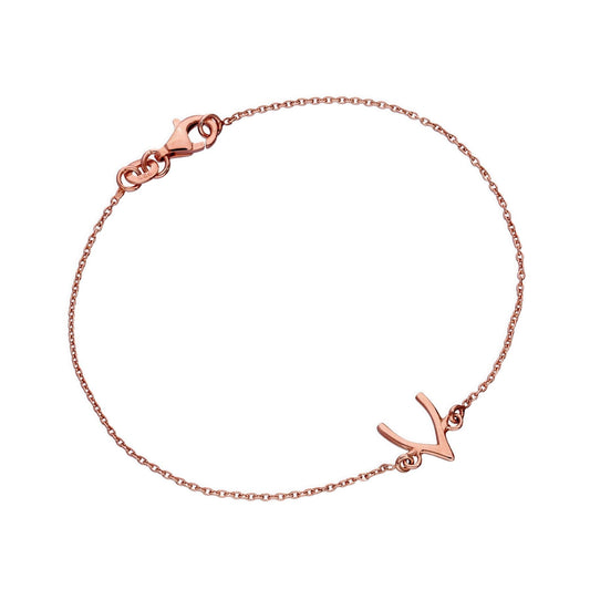 Roségold-beschichtetes 7-Zoll-Armband mit Wunschknochen aus Sterlingsilber
