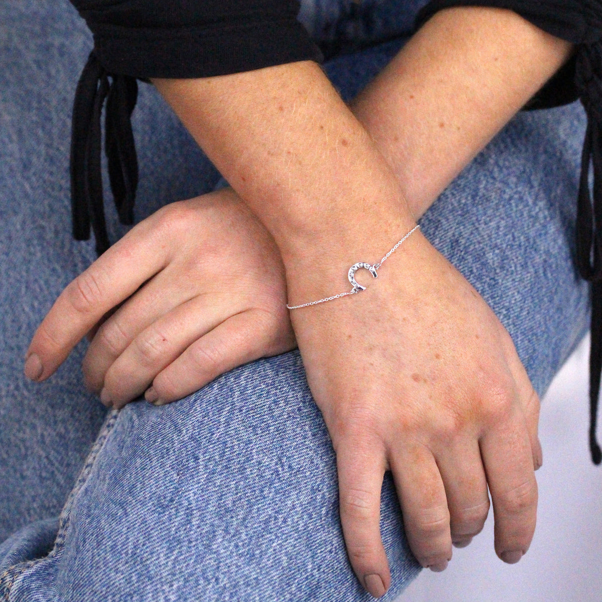 Sterlingsilber Glücks - Hufeisen 18 cm Armband