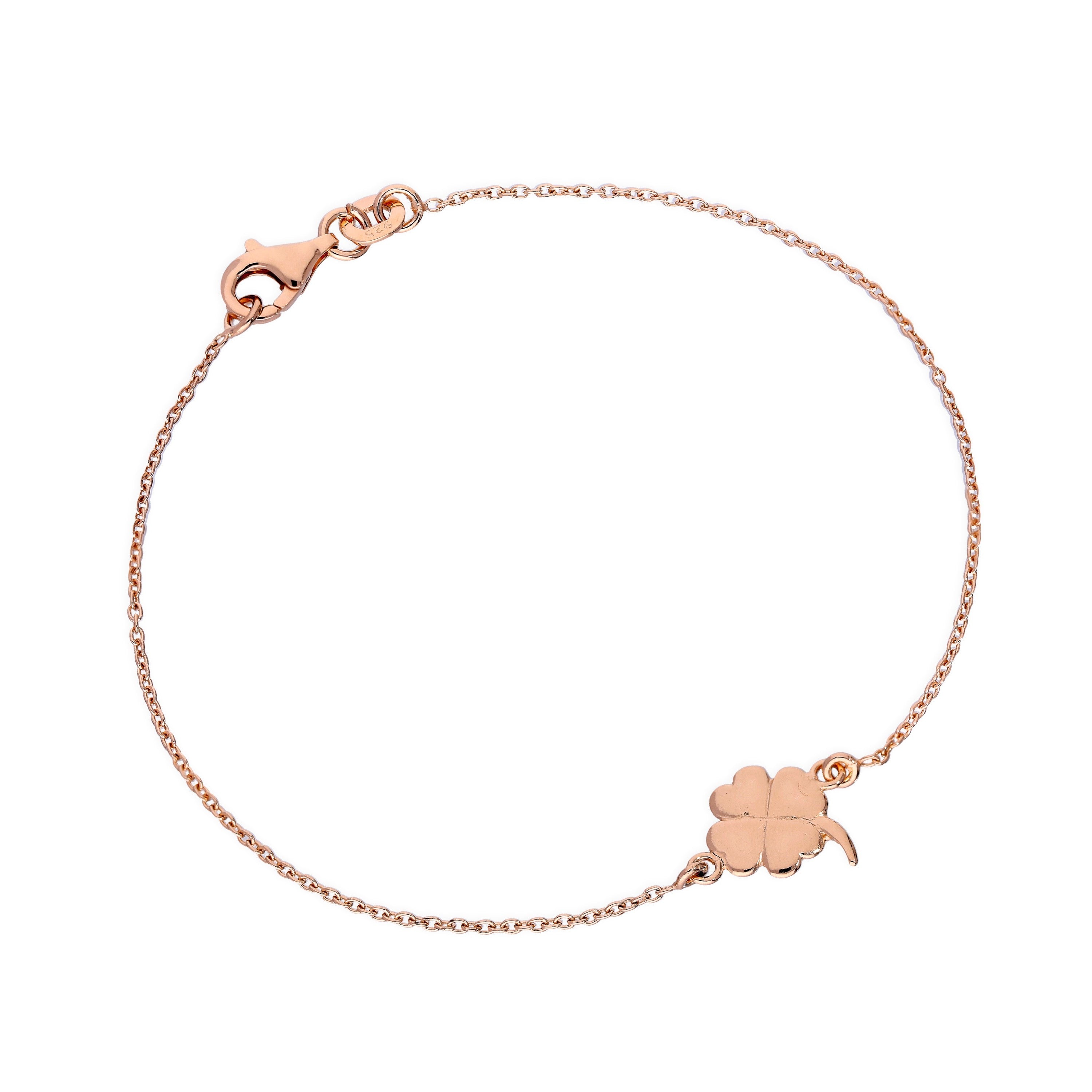 Rosévergoldet Sterlingsilber 4 - Blatt Kleeblatt18 cm Armband