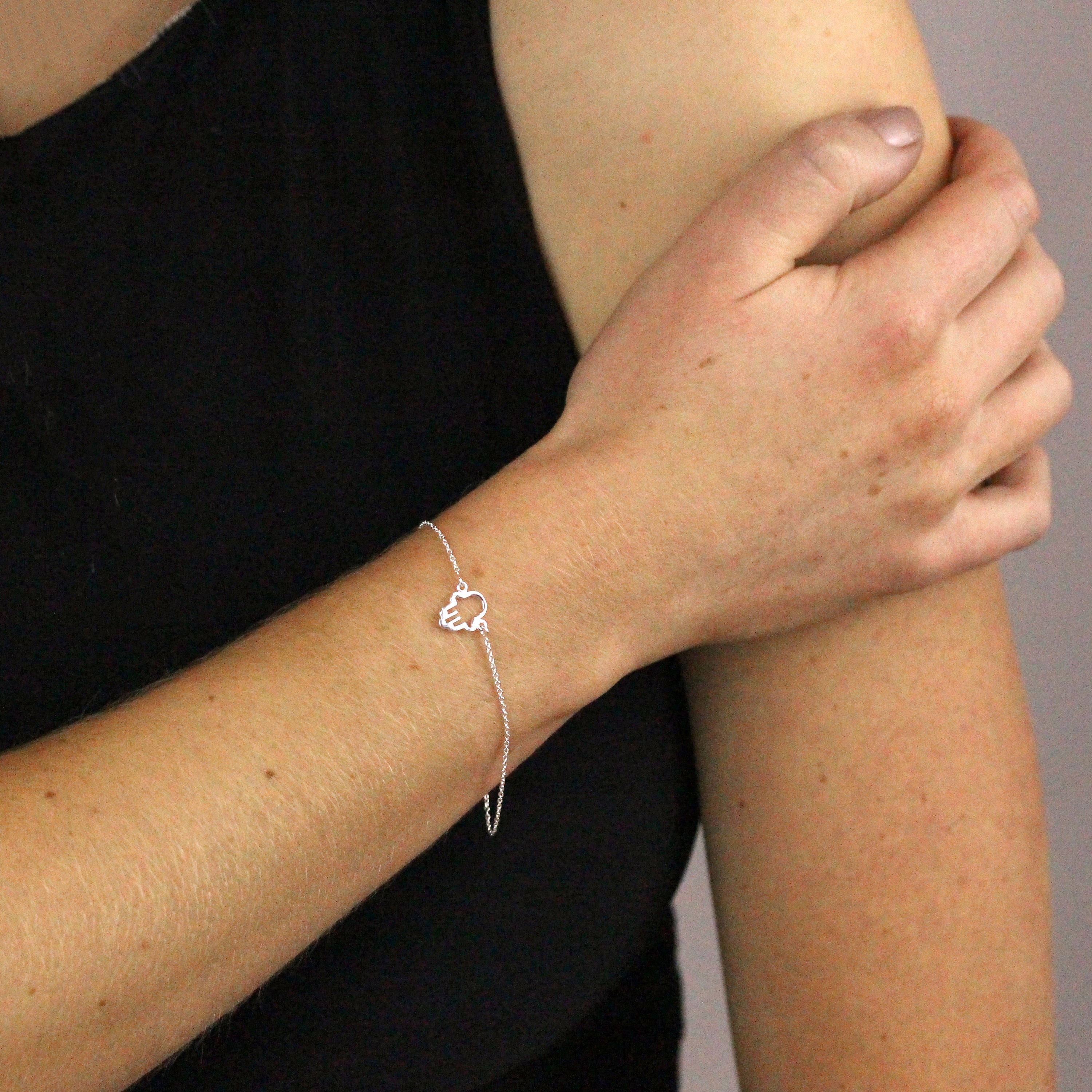 Sterlingsilber Hamsa Hand 18 cm Armband