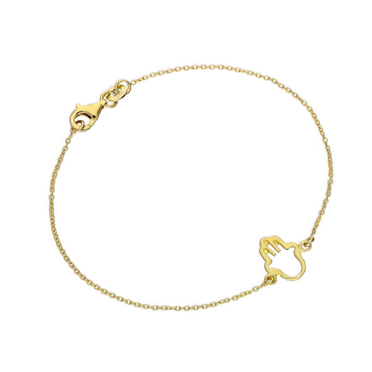 Vergoldet Sterlingsilber Hamsa Hand 18cm Armband