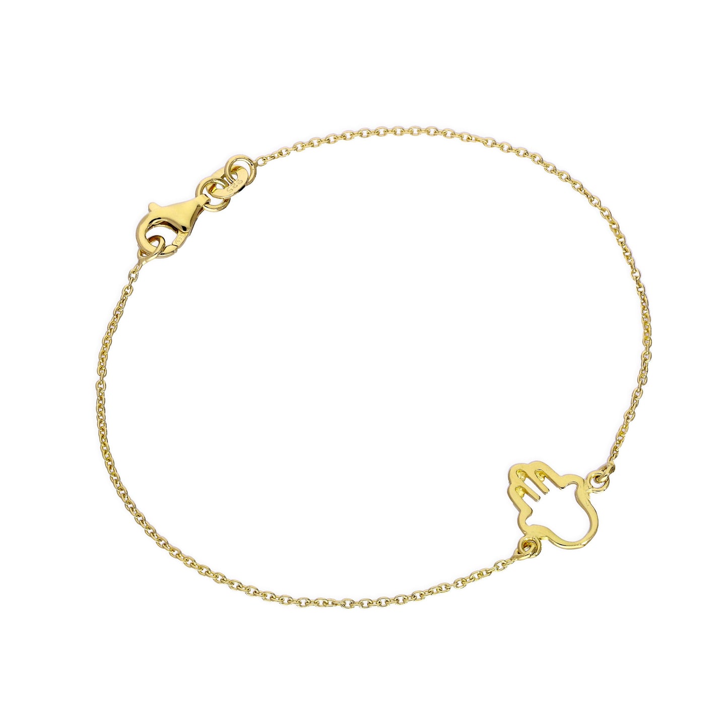 Vergoldet Sterlingsilber Hamsa Hand 18cm Armband