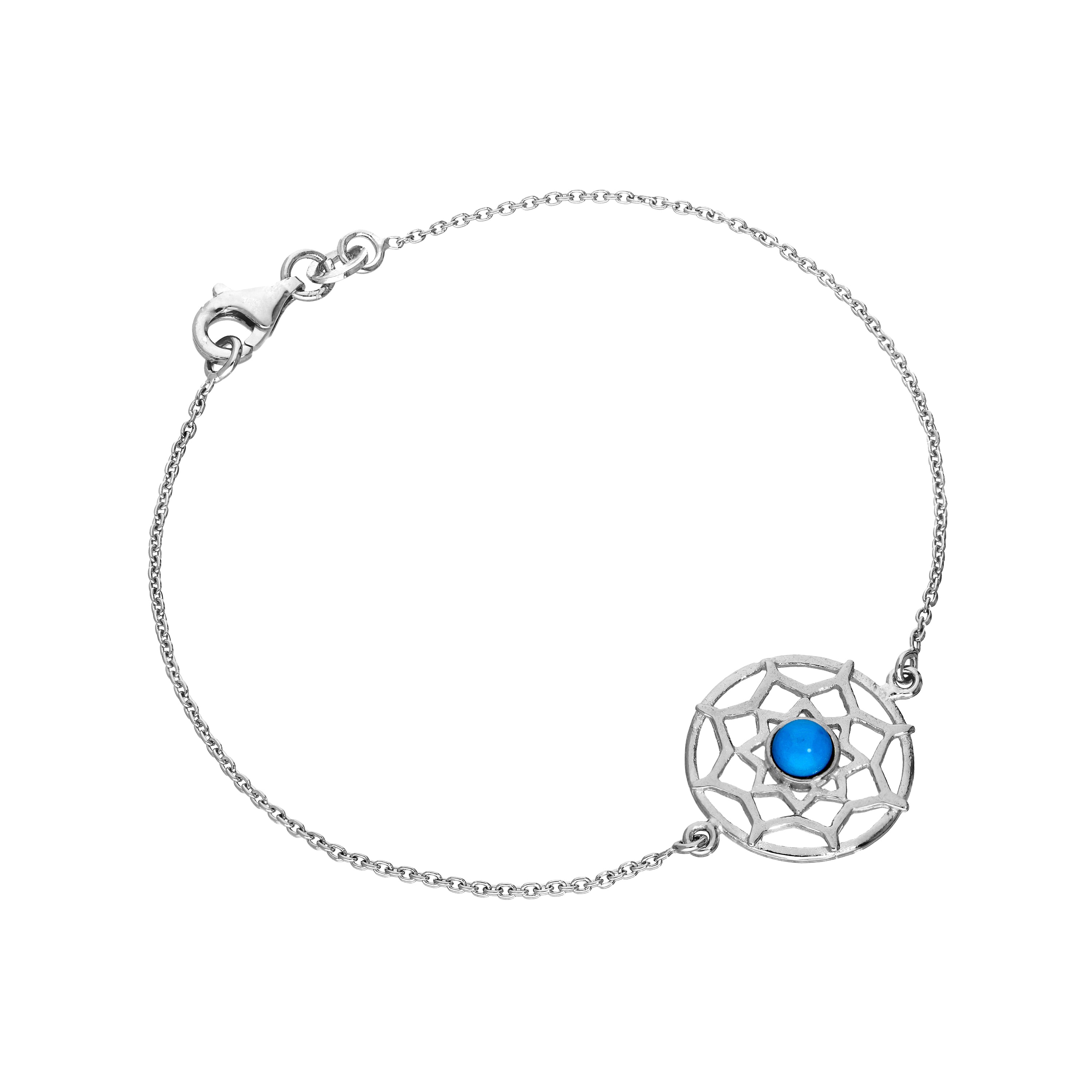 Sterlingsilber & Blau Emaille Traumfänger Armband 18 cm