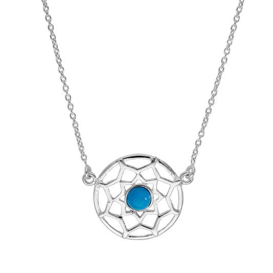 Sterlingsilber & Blau Emaille Traumfänger Halskette mit 45,5cm Kette