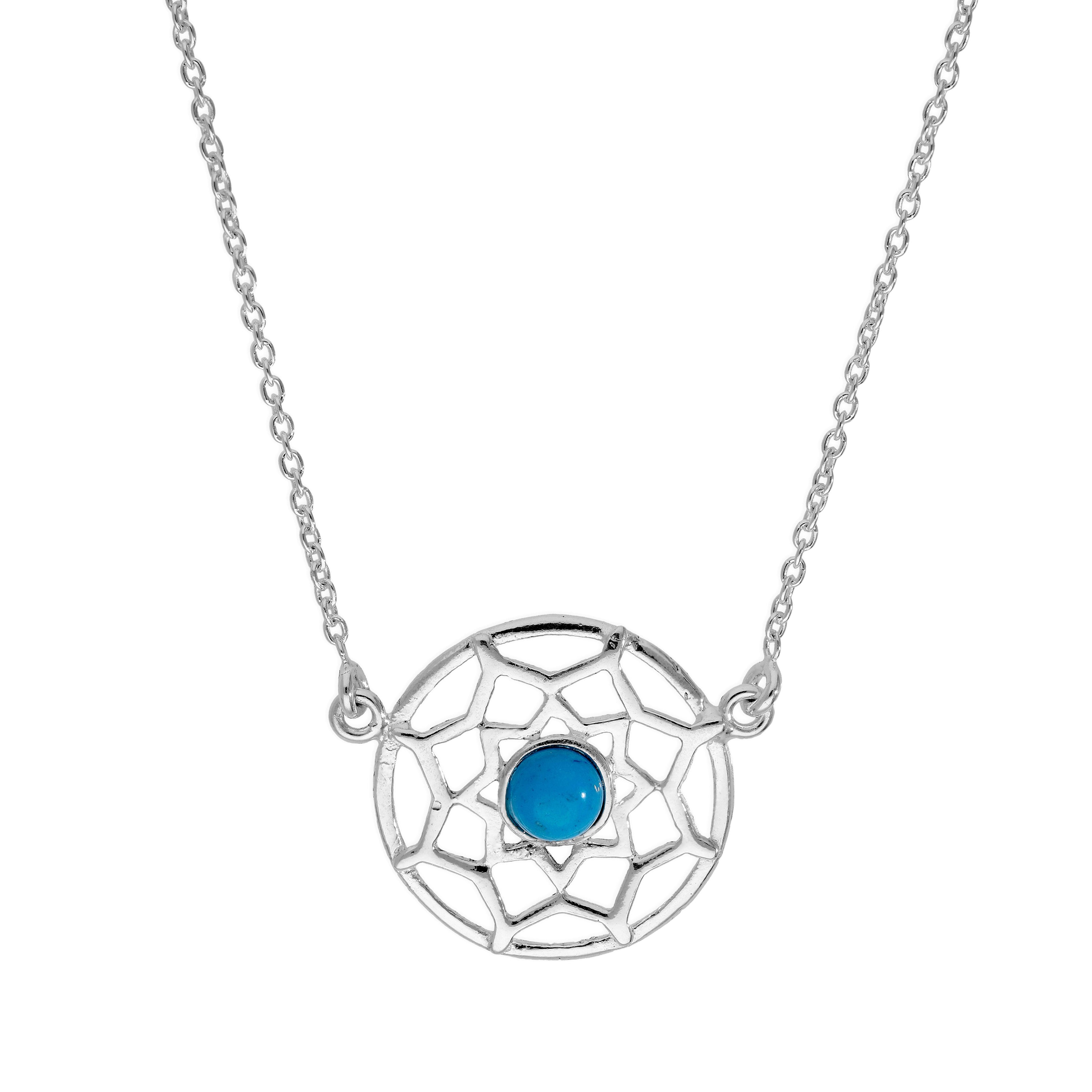Sterlingsilber & Blau Emaille Traumfänger Halskette mit 45,5 cm Kette