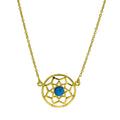 Gold-beschichtetes Sterlingsilber- und blau emailliertes Traumfänger-Halskette mit 18-Zoll-Kette