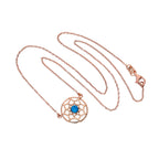 Rosévergoldet Sterlingsilber & Blau Emaille Traumfänger Halskette mit 45,5 cm Kette