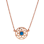 Rosévergoldet Sterlingsilber & Blau Emaille Traumfänger Halskette mit 45,5 cm Kette