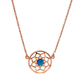 Rosévergoldet Sterlingsilber & Blau Emaille Traumfänger Halskette mit 45,5 cm Kette