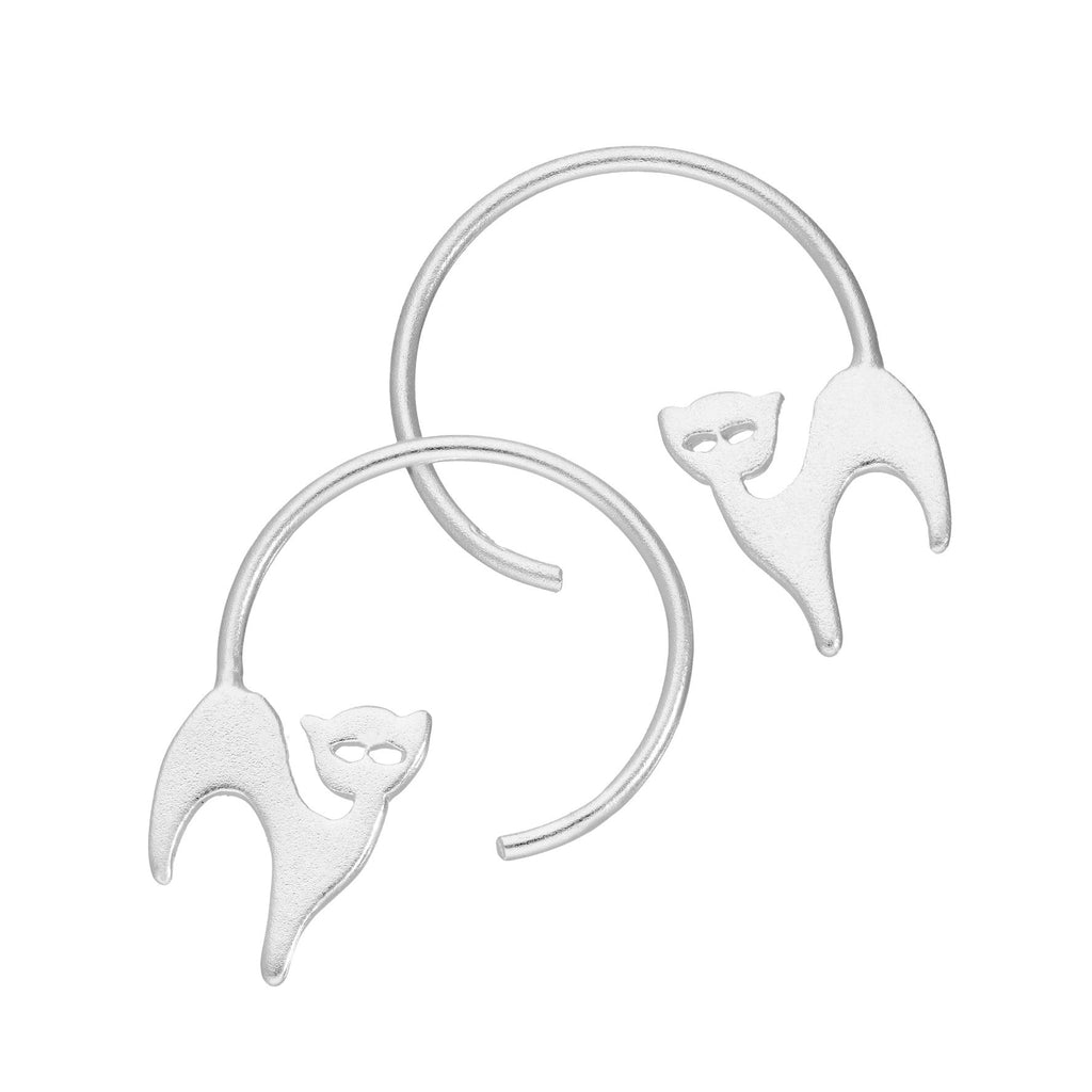 Sterlingsilber Katze Durchzieher Ohrringe