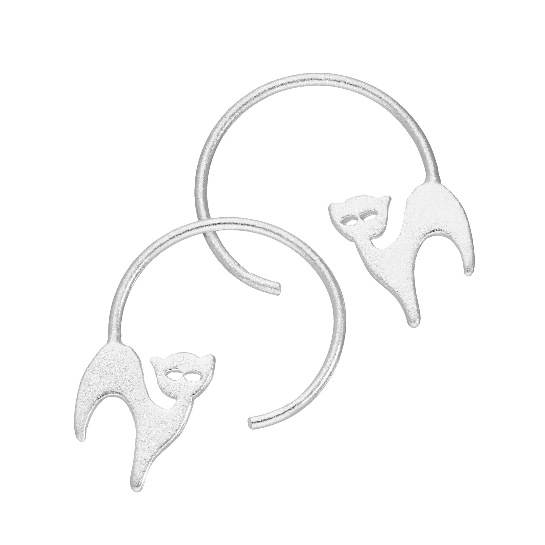 Sterlingsilber Katze Durchzieher Ohrringe