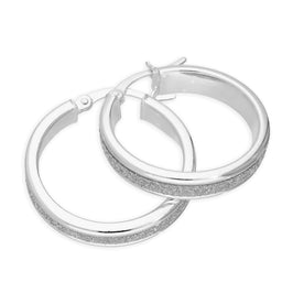 Sterlingsilber Mattiert Creolen Ohrringe